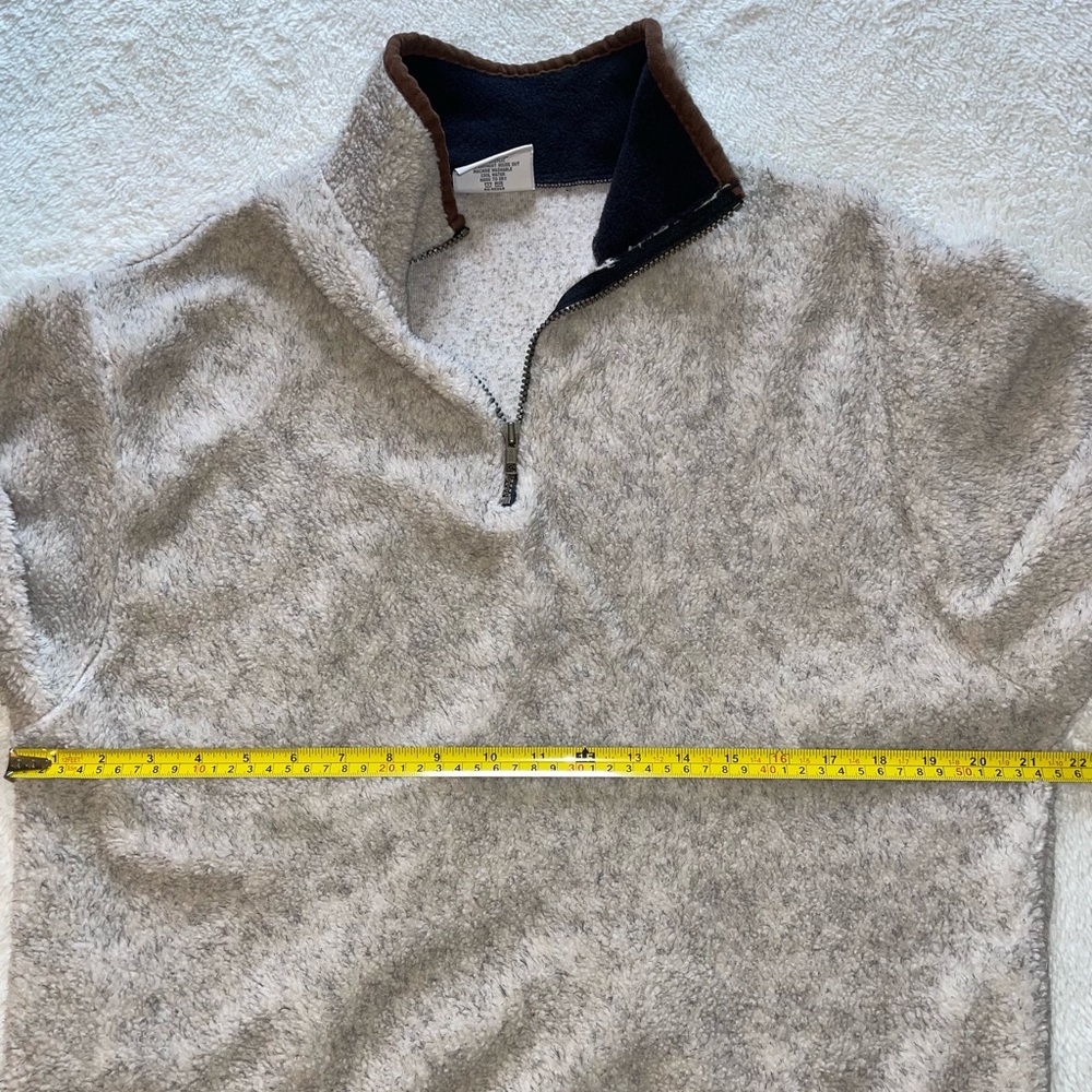 Timberline Colorado Cozy Quarter Zip-Up Pullover Sweater in Light Gray/Cream - Picture 5 of 8